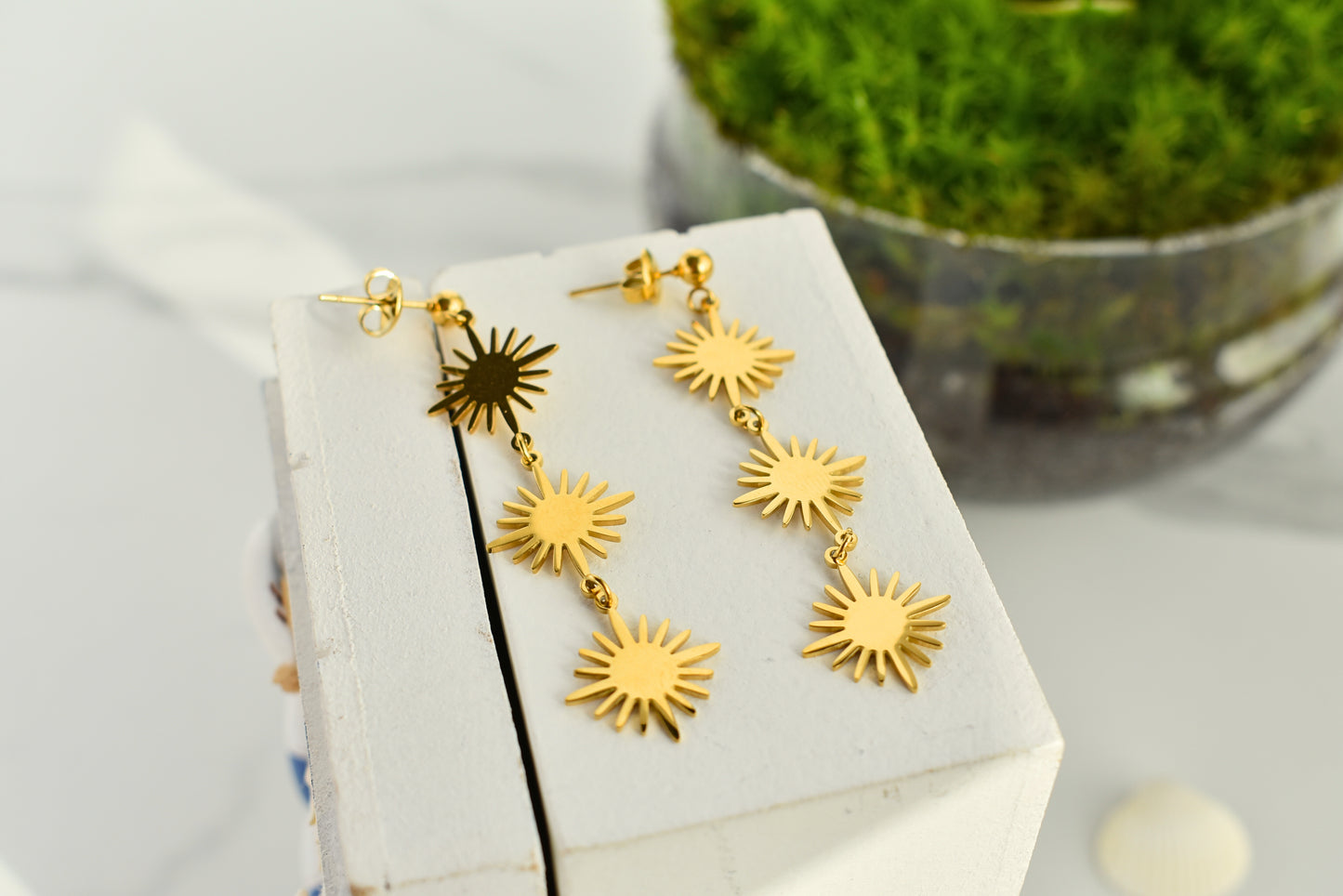 Triple Sun Earrings