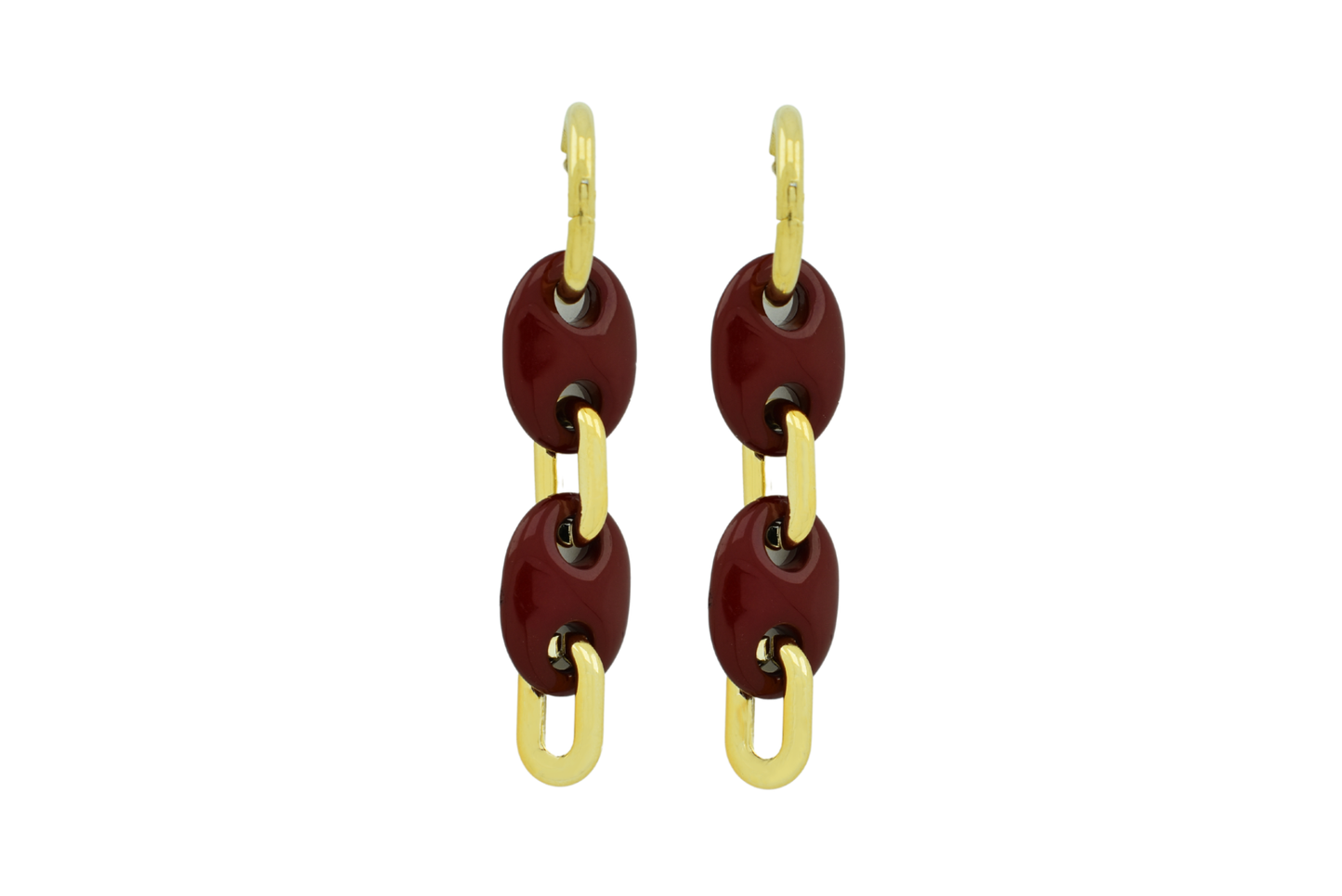 Burgundy Link Earrings