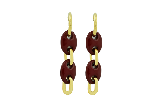 Burgundy Link Earrings