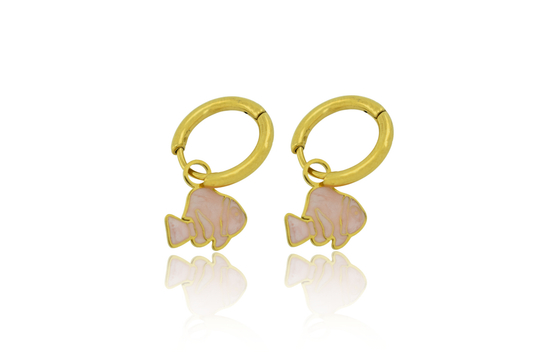 Pendientes aro Pez Rosa