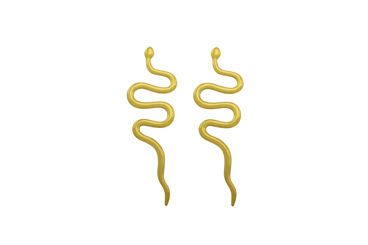 Long golden snake earrings