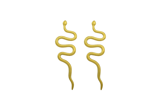 Long golden snake earrings